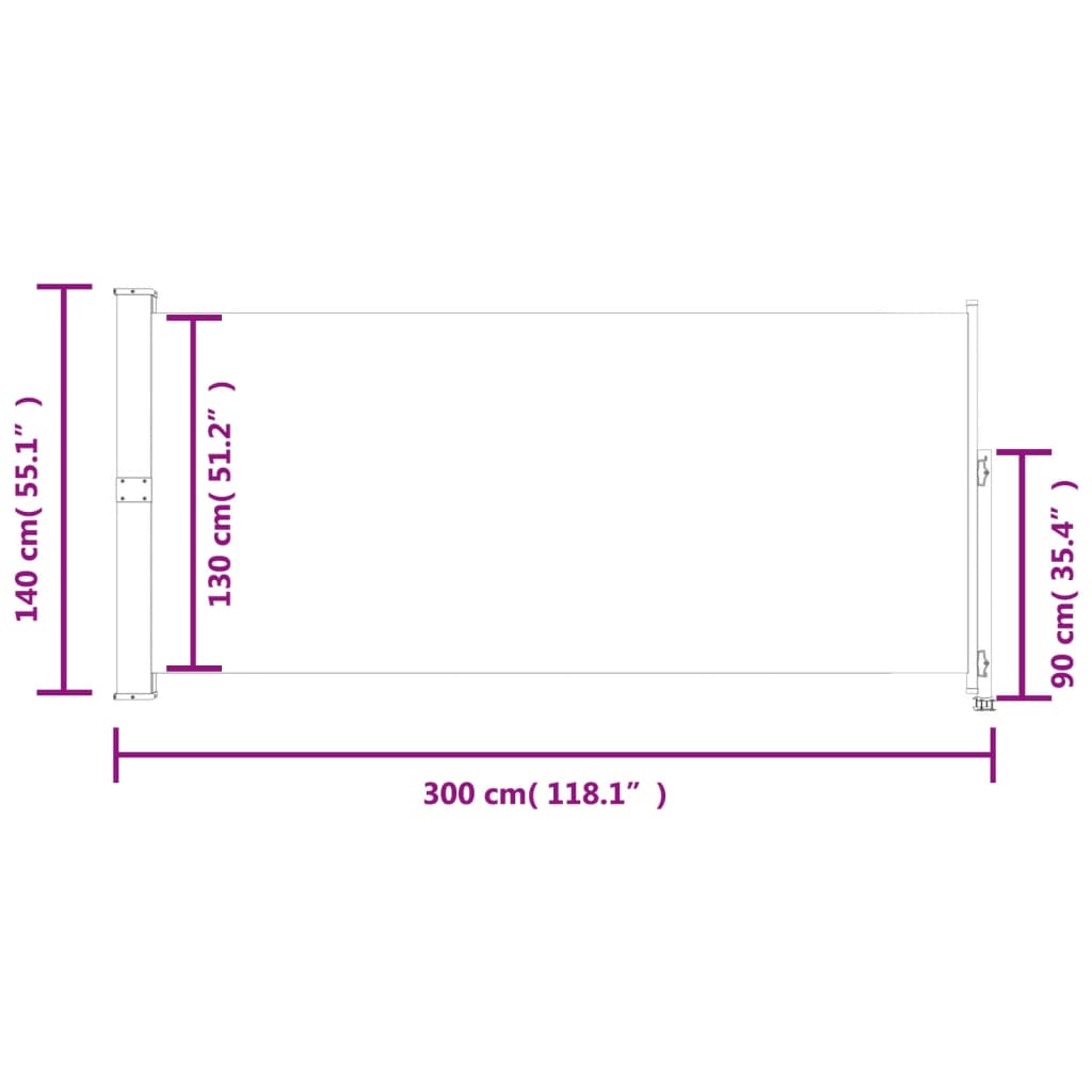 vidaXL Auvent latéral rétractable de patio 140 x 300 cm Blanc cassé