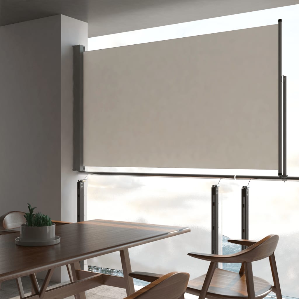 vidaXL Auvent latéral rétractable de patio 140 x 300 cm Blanc cassé