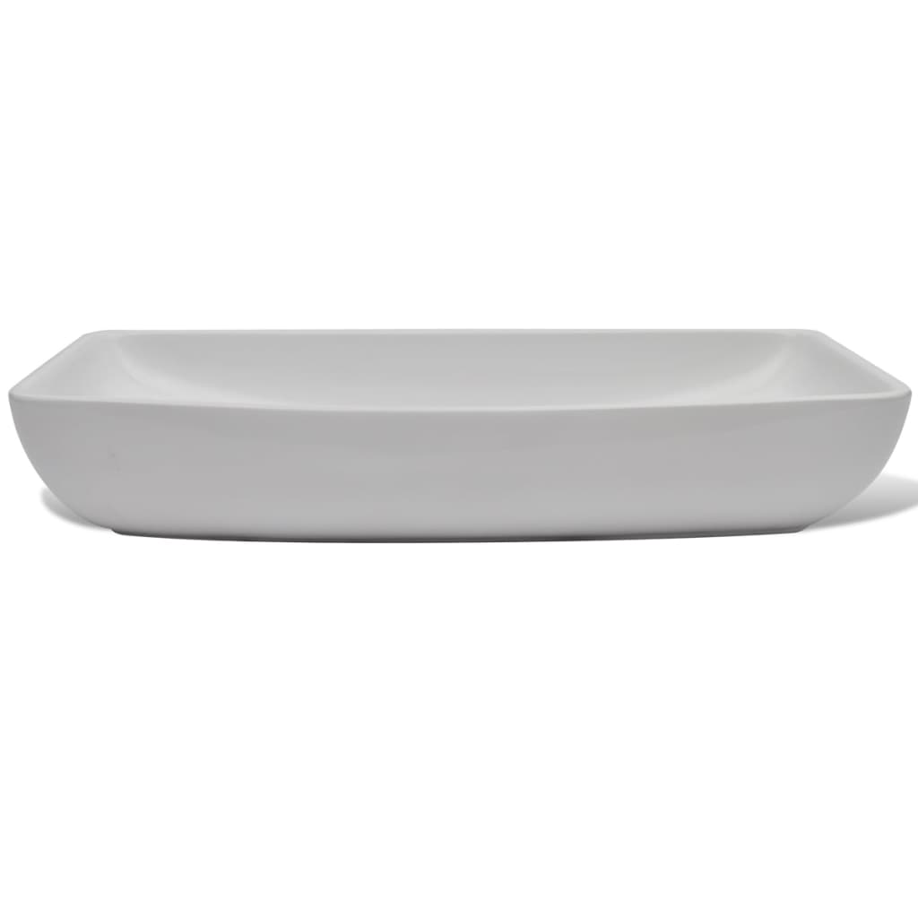 vidaXL Lavabo et mitigeur Céramique Rectangulaire Blanc