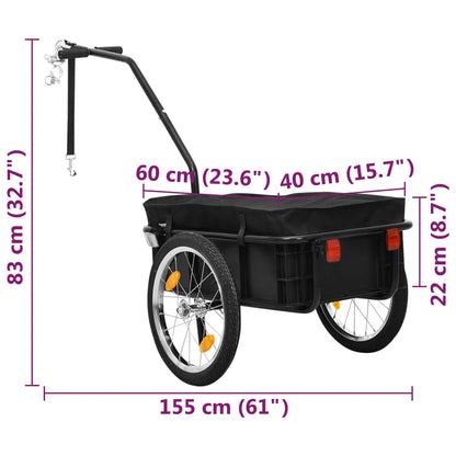 vidaXL Remorque de vélo/chariot à main 155x60x83 cm acier noir