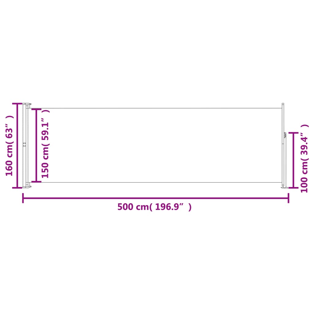 vidaXL Auvent latéral rétractable 160 x 500 cm Rouge
