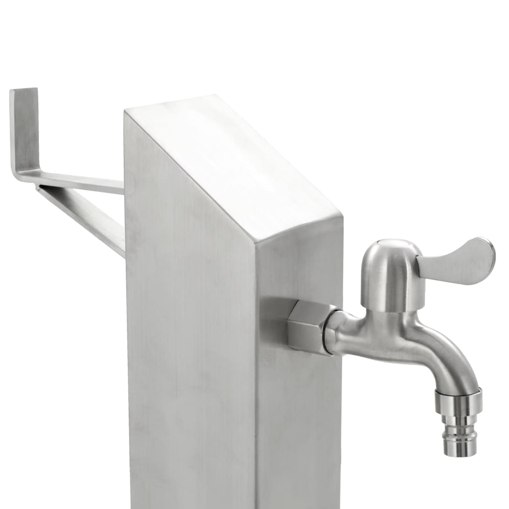 vidaXL Colonne à eau de jardin carrée Acier inoxydable 95 cm