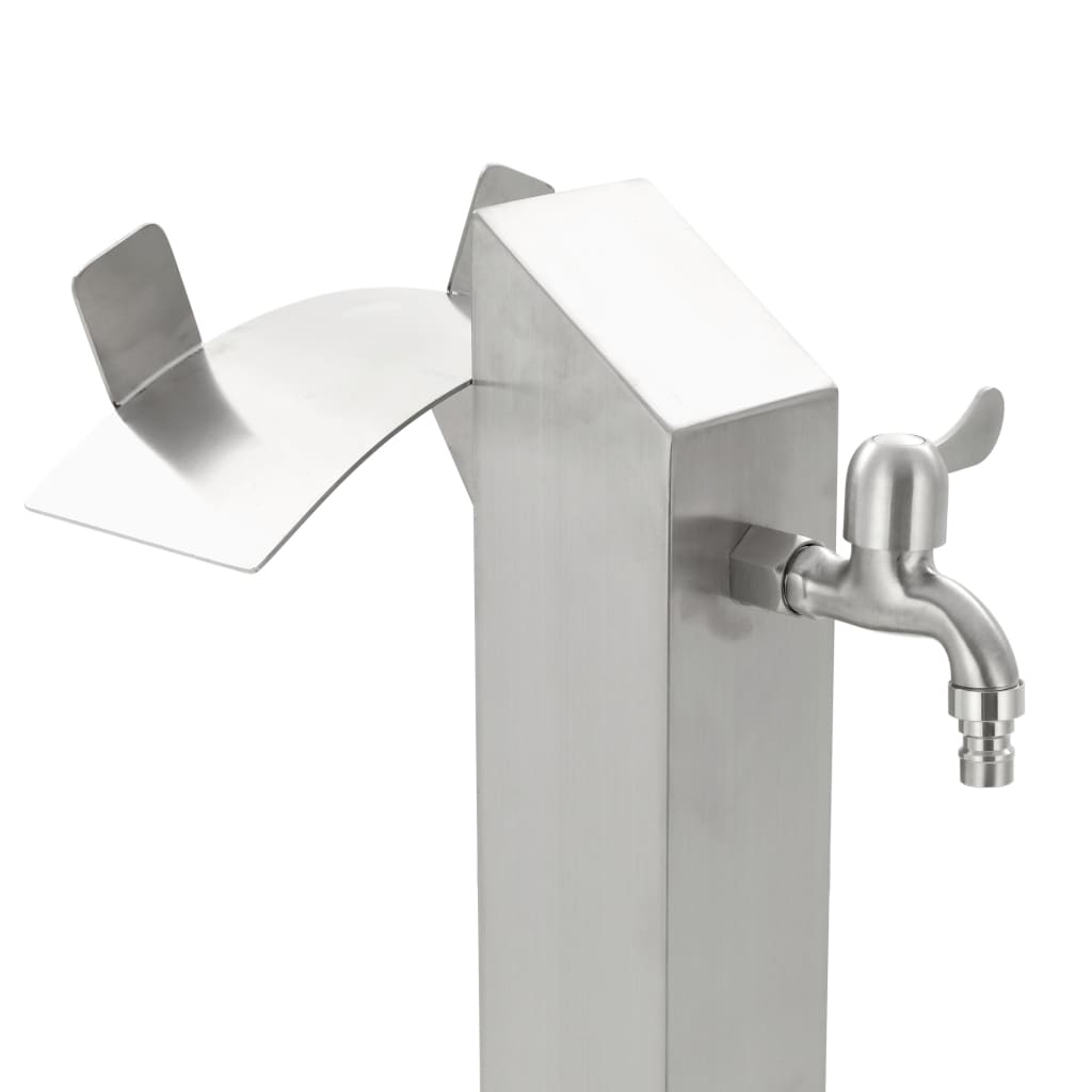 vidaXL Colonne à eau de jardin carrée Acier inoxydable 95 cm
