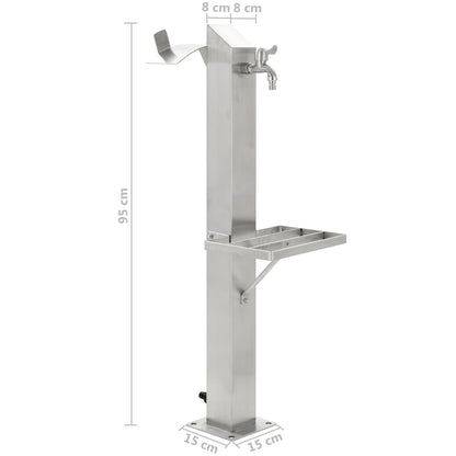 vidaXL Colonne à eau de jardin carrée Acier inoxydable 95 cm