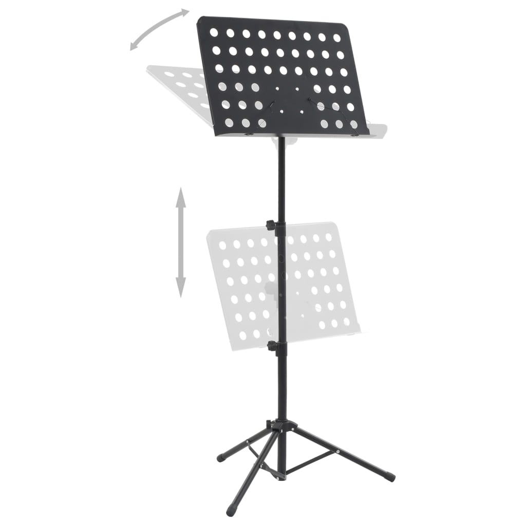vidaXL Support de livre de musique Noir Acier