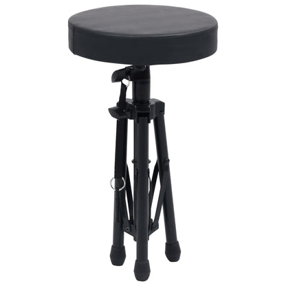 vidaXL Ensemble de support de clavier et de tabouret Noir