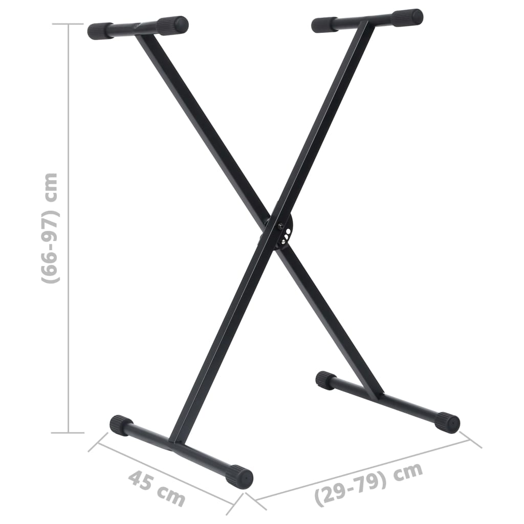 vidaXL Ensemble de support de clavier et de tabouret Noir