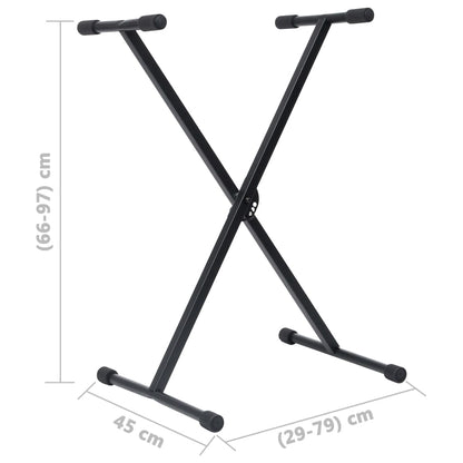vidaXL Ensemble de support de clavier et de tabouret Noir