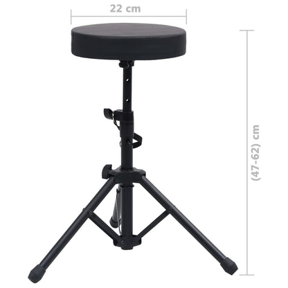 vidaXL Ensemble de support de clavier et de tabouret Noir