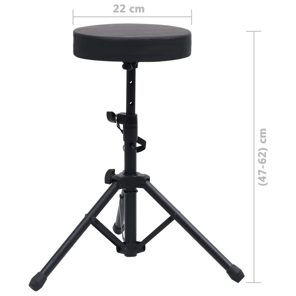 vidaXL Kit de support de clavier à empattement double et tabouret Noir