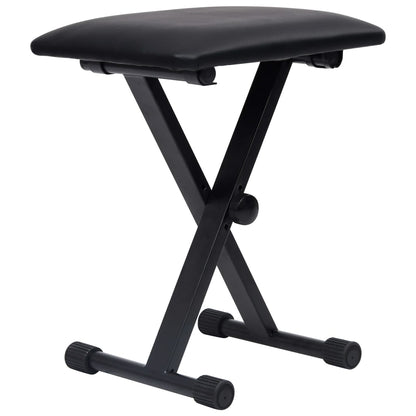vidaXL Kit de support de clavier à empattement double et tabouret Noir