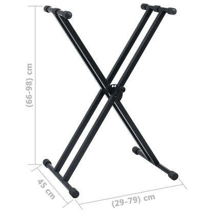 vidaXL Kit de support de clavier à empattement double et tabouret Noir