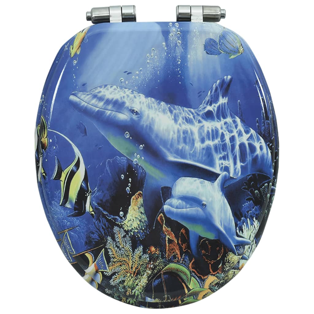 vidaXL Siège de toilette MDF Couvercle à fermeture en douceur Dauphins
