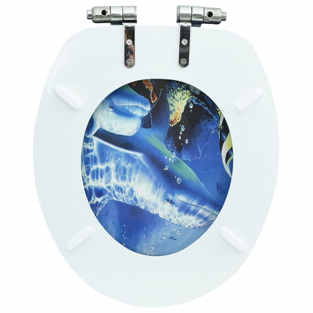 vidaXL Siège de toilette MDF Couvercle à fermeture en douceur Dauphins