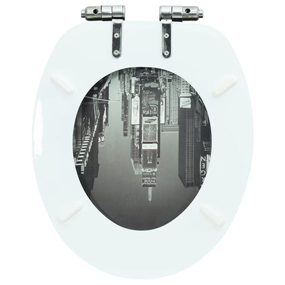 vidaXL Siège WC MDF Couvercle à fermeture en douceur Design New York