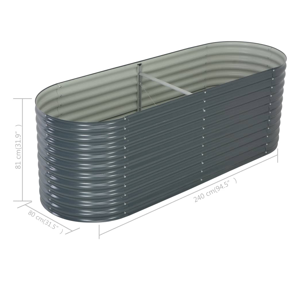 vidaXL Lit surélevé de jardin 240x80x81 cm Acier galvanisé Gris