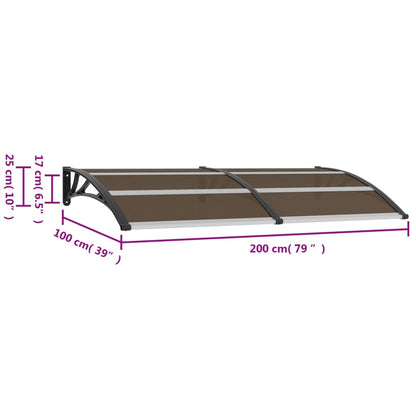 vidaXL Auvent de porte Noir 200x100 cm PC