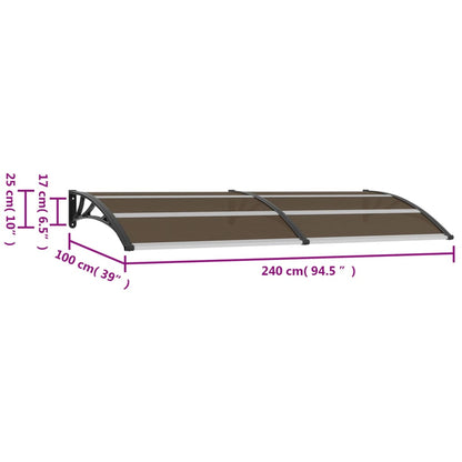 vidaXL Auvent de porte Noir 240x100 cm PC