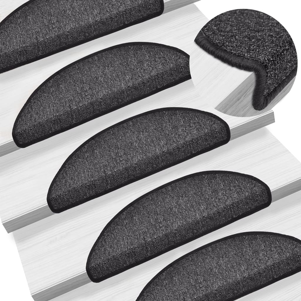 vidaXL Tapis d'escalier 15 pcs Anthracite 56x17x3 cm