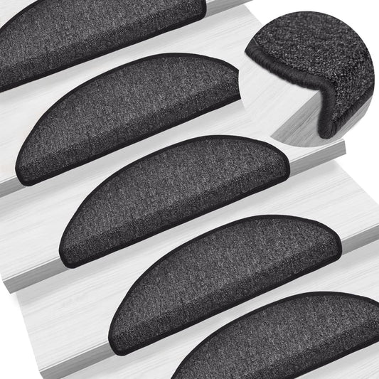 vidaXL Tapis d'escalier 15 pcs Anthracite 56x17x3 cm