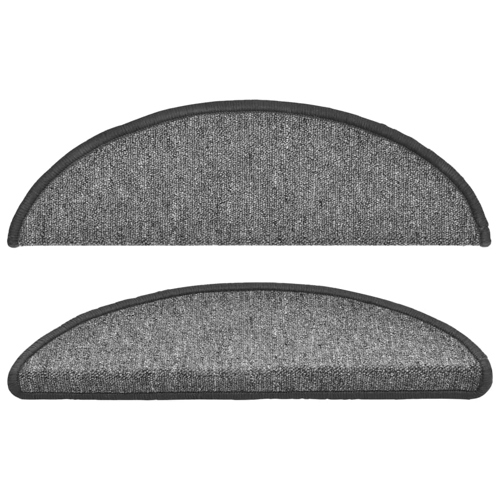 vidaXL Tapis d'escalier 15 pcs Gris foncé 56x17x3 cm