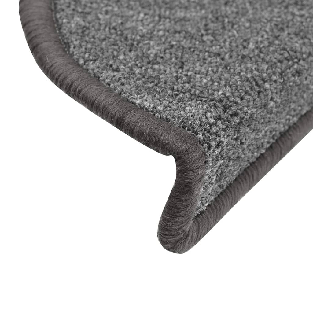 vidaXL Tapis d'escalier 15 pcs Gris foncé 56x17x3 cm