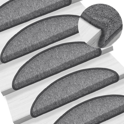 vidaXL Tapis d'escalier 15 pcs Gris foncé 56x17x3 cm