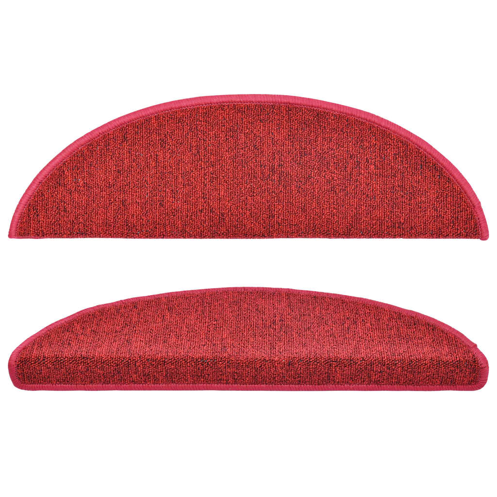 vidaXL Tapis d'escalier 15 pcs Rouge bordeaux 56 x 17 x 3 cm