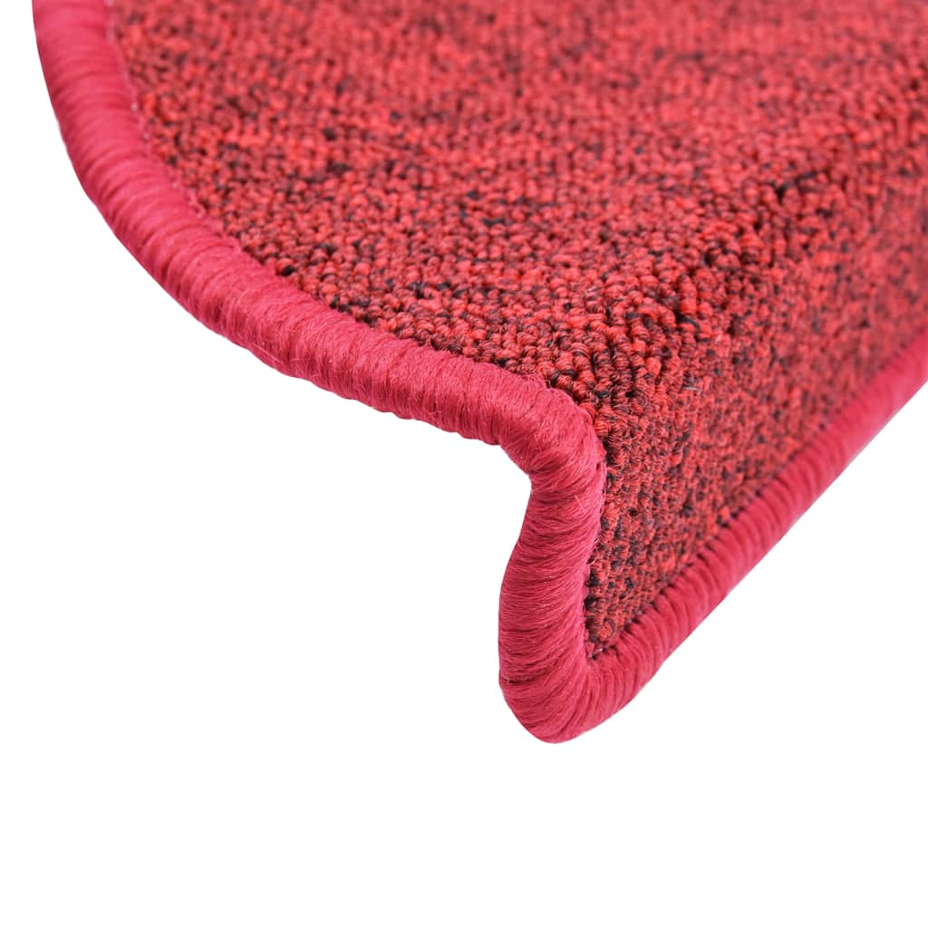 vidaXL Tapis d'escalier 15 pcs Rouge bordeaux 56 x 17 x 3 cm