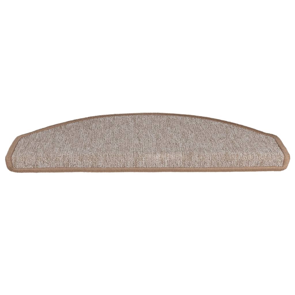 vidaXL Tapis d'escalier 15 pcs Marron clair 65 x 24 x 4 cm
