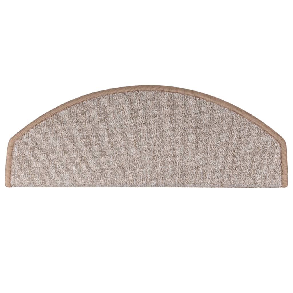 vidaXL Tapis d'escalier 15 pcs Marron clair 65 x 24 x 4 cm