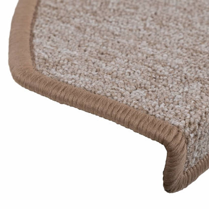vidaXL Tapis d'escalier 15 pcs Marron clair 65 x 24 x 4 cm