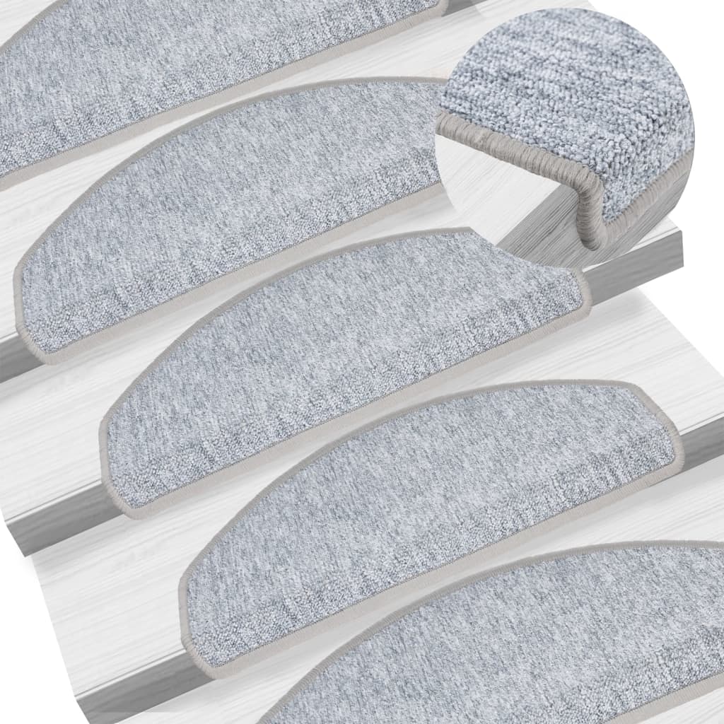 vidaXL Tapis d'escalier 15 pcs Gris clair 65 x 24 x 4 cm