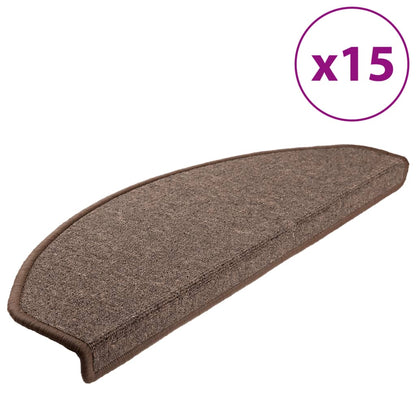 vidaXL Tapis d'escalier 15 pcs Marron café 65 x 24 x 4 cm