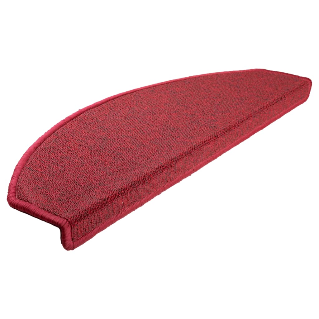 vidaXL Tapis d'escalier 15 pcs Rouge bordeaux 65 x 24 x 4 cm