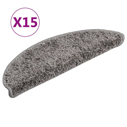 vidaXL Tapis d'escalier 15 pcs Gris 56x17x3 cm