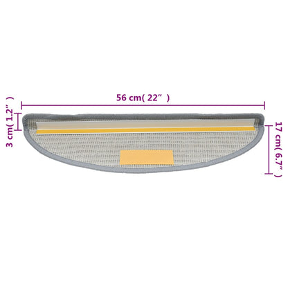 vidaXL Tapis d'escalier 15 pcs Gris 56x17x3 cm