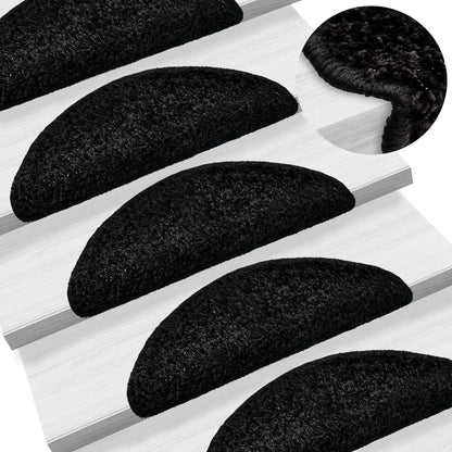 vidaXL Tapis d'escalier 15 pcs noir 56x17x3 cm