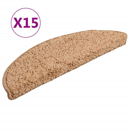 vidaXL Tapis d'escalier 15 pcs beige 56x17x3 cm