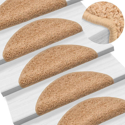 vidaXL Tapis d'escalier 15 pcs beige 56x17x3 cm