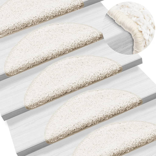 vidaXL Tapis d'escalier 15 pcs blanc 56x17x3 cm