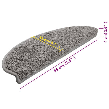 vidaXL Tapis d'escalier 15 pcs gris 65x21x4 cm