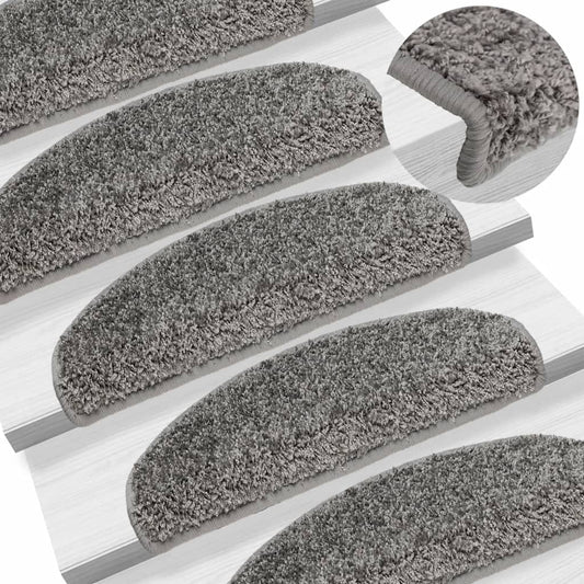 vidaXL Tapis d'escalier 15 pcs gris 65x21x4 cm