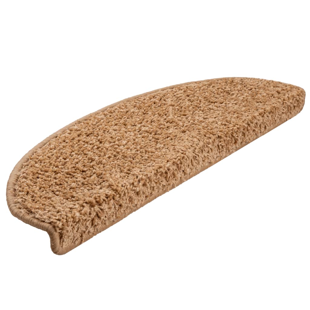 vidaXL Tapis d'escalier 15 pcs beige 65x21x4 cm