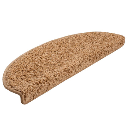 vidaXL Tapis d'escalier 15 pcs beige 65x21x4 cm