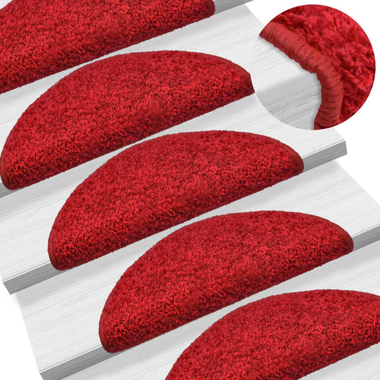 vidaXL Tapis d'escalier 15 pcs rouge 65x21x4 cm