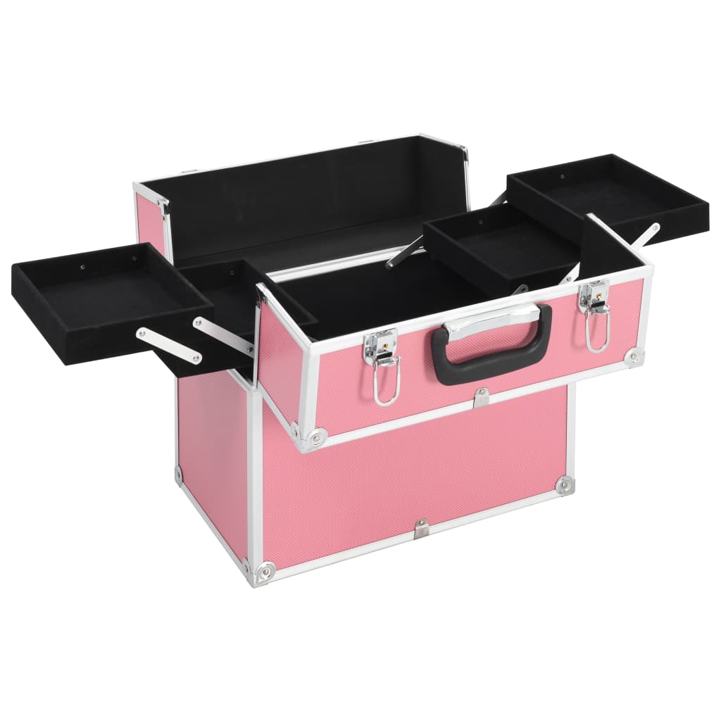 vidaXL Mallette à maquillage 37x24x35 cm Rose Aluminium