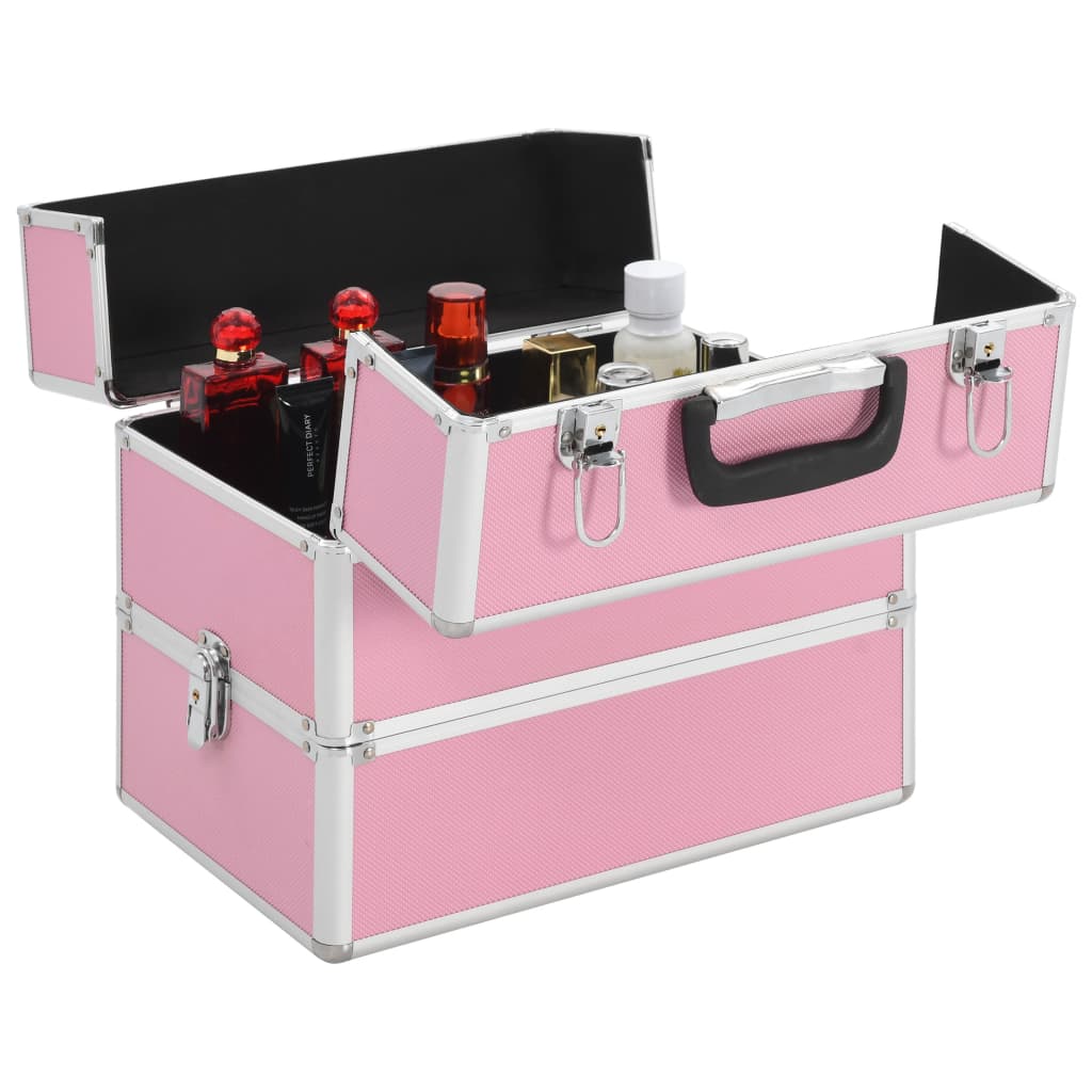 vidaXL Mallette à maquillage 37x24x35 cm Rose Aluminium