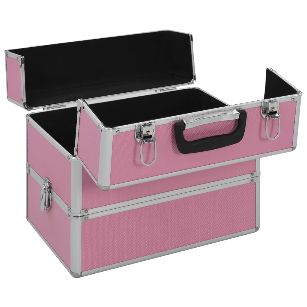 vidaXL Mallette à maquillage 37x24x35 cm Rose Aluminium