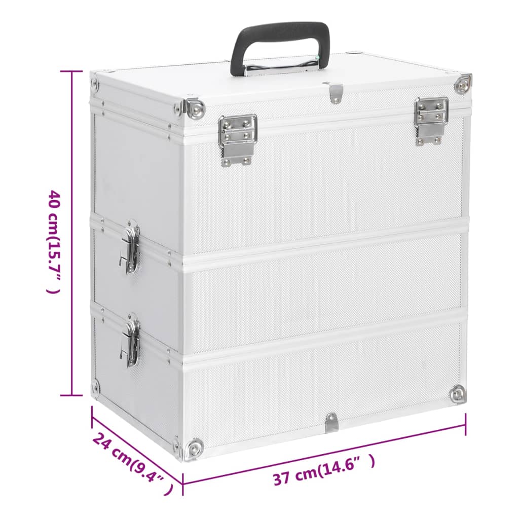 vidaXL Mallette à maquillage 37x24x40 cm Argenté Aluminium